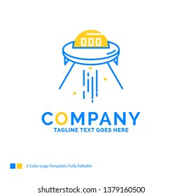 space ship, space, ship, rocket, alien Blue Yellow Business Logo template. Creative Design Template Place for Tagline.