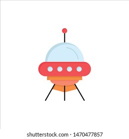 space ship, space, ship, rocket, alien Flat Color Icon Vector. Vector Icon Template background