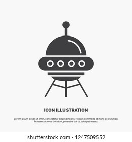 space ship, space, ship, rocket, alien Icon. glyph vector gray symbol for UI and UX, website or mobile application
