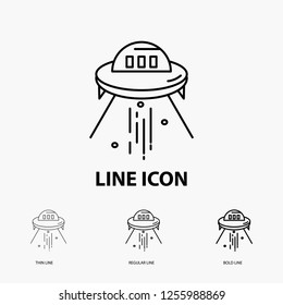 space ship, space, ship, rocket, alien Icon in Thin, Regular and Bold Line Style. Vector illustration