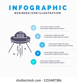 space ship, space, ship, rocket, alien Infographics Template for Website and Presentation. GLyph Gray icon with Blue infographic style vector illustration.