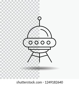 space ship, space, ship, rocket, alien Line Icon on Transparent Background. Black Icon Vector Illustration
