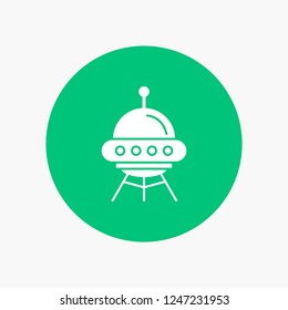 space ship, space, ship, rocket, alien White Glyph Icon in Circle. Vector Button illustration