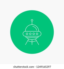space ship, space, ship, rocket, alien White Line Icon in Circle background. vector icon illustration