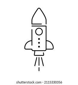 Space ship rocket line icon isolated. Startup vector symbol