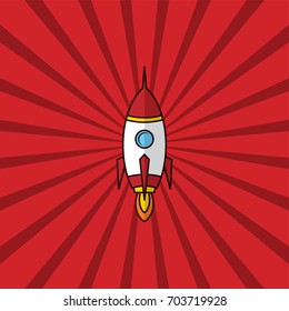 space ship rocket retro red theme