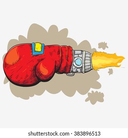 space ship rocket in shape of glove colored