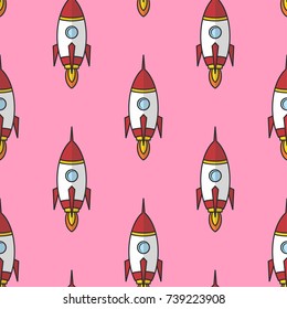 space ship rocket shuttle cartoon vector art illustration