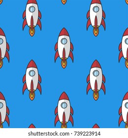 space ship rocket shuttle cartoon vector art illustration