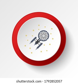 Space ship, science fiction colored button icon. Element of space illustration. Signs and symbols icon can be used for web, logo, mobile app, UI, UX