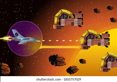 space ship scrolling shooter videogame 