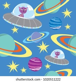 Space Ship seamless vector pattern