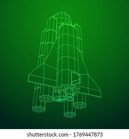 Transporte marítimo espacial. Ilustración vectorial de malla baja de malla de malla de alambre.