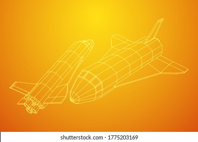 Transporte marítimo espacial. Ilustración vectorial de malla baja de malla de malla de alambre.