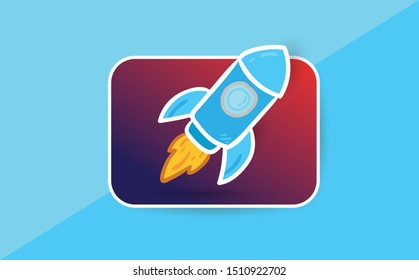 Space ship symbol. Flat Icon or Logo. 3D Style paper cut for Web Design, UI, Mobile App, Infographic. Vector Illustration on isolated background.