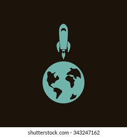 Space ship take-off the Earth icon