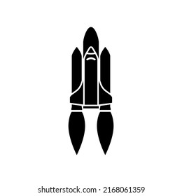 Space ship vector black color illustration design isolated. Rocket launcher icon. Rocket ship