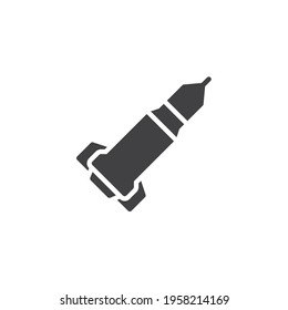 Space ship vector icon. filled flat sign for mobile concept and web design. Spaceship rocket glyph icon. Symbol, logo illustration. Vector graphics