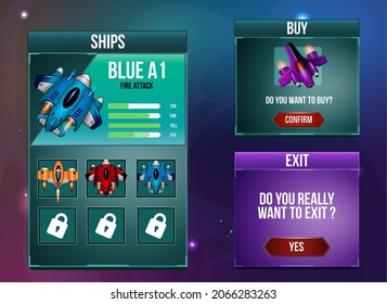 Space Shooter Game Ui Menu Popups  Sci Fi Theme