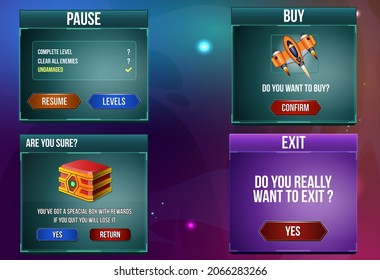 Space Shooter Game Ui Menu Popups  Sci Fi Theme