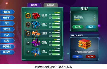 Space Shooter Game Ui Menu Popups  Sci Fi Theme