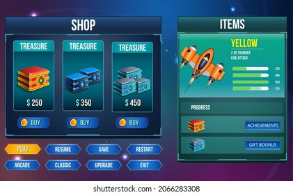 Space Shooter Game Ui Menu Popups  Sci Fi Theme