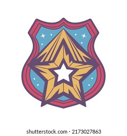 icono retro de la marca de la estrella de disparo espacial