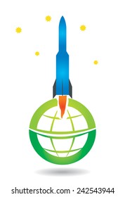Space shuttle with abstract globe design, illustration for your design