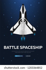 Space Shuttle. Astronomical galaxy space background. Vector Illustration
