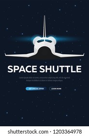 Space Shuttle. Astronomical galaxy space background. Vector Illustration