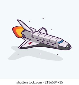 Space Shuttle cartoon illustration flat vector isolated object