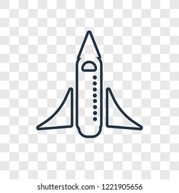 Space shuttle concept vector linear icon isolated on transparent background, Space shuttle concept transparency concept in outline style