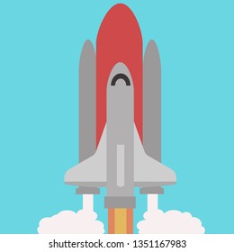 Space shuttle, cosmic rocket, spaceship vector illustration in flat design.