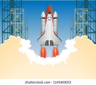 space shuttle departing from the airstrip