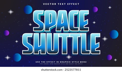 Space Shuttle editable text effect template with shining stardust