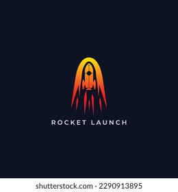 Space shuttle entered earth's atmosphere vector illustration. Rocket launch logo icon vector
