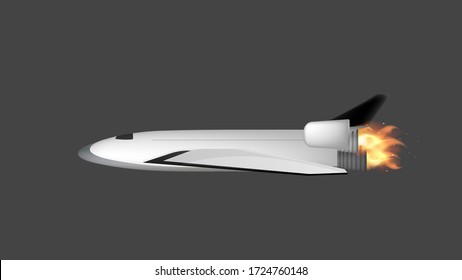 Space Shuttle. Kämpfer. Der Raketenträger startet. Element Raumgestaltung. isoliert auf grauem Hintergrund. Vektor.