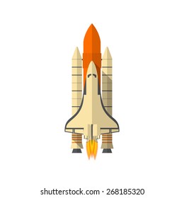 Space Shuttle, Flat design, vector illustration, isolated on white background
