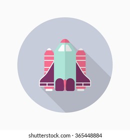 Space Shuttle flat  icon with long shadow,eps10,