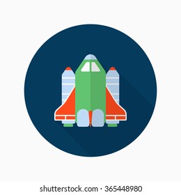 Space Shuttle flat  icon with long shadow,eps10,