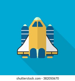 Space Shuttle flat  icon with long shadow,eps10,