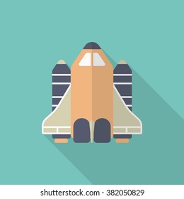 Space Shuttle flat  icon with long shadow,eps10,