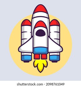 Space Shuttle Flying Cartoon Vector Icon Illustration. Science Technology Icon Concept Isolated Premium Vector Flat Style