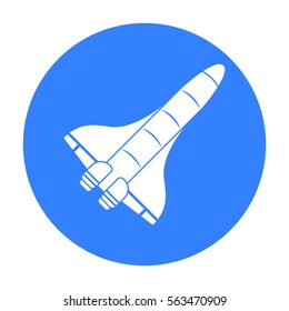 Space shuttle icon in black style isolated on white background. Space symbol stock vector illustration.