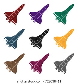 Space shuttle icon in  black style isolated on white background. Space symbol stock vector illustration.