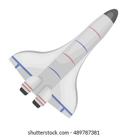 Space shuttle icon in cartoon style isolated on white background. Space symbol stock vector illustration.
