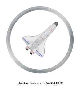 Space shuttle icon in cartoon style isolated on white background. Space symbol stock vector illustration.