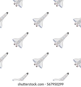 Space shuttle icon in cartoon style isolated on white background. Space pattern stock vector illustration.