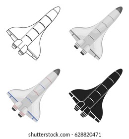 Space shuttle icon in cartoon style isolated on white background. Space symbol stock vector illustration.