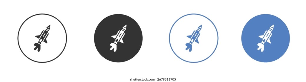 Space shuttle icon collection for app in black and blue colors